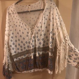 Worn Once! Free People fringe peasant top